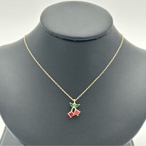 Sterling Silver Gold Tone Cherry Pendant Necklace